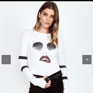 McKinley Pierced Biting Lip Face - White   | Size Large | 2158-THR-12290-WHT-L